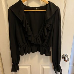 Cropped ruffle blouse